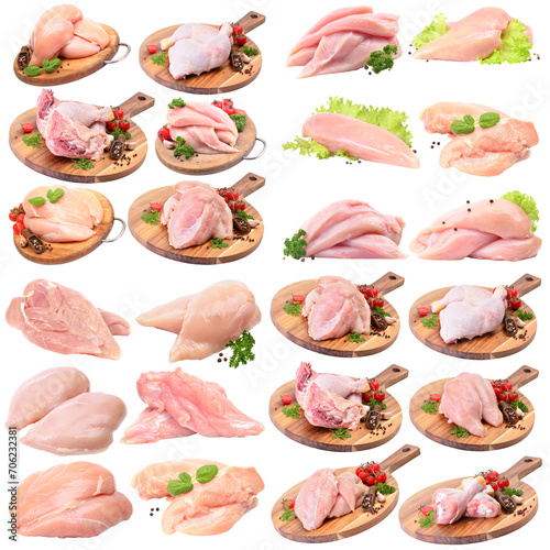 Set chicken meat isolated