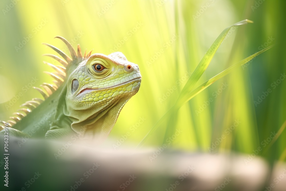 juvenile iguana in bright greenery juvenile iguana in bright greenery