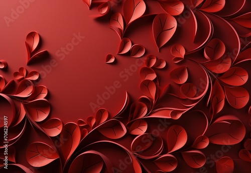 Bright red background with hearts, Valentine day special background. Created with Ai