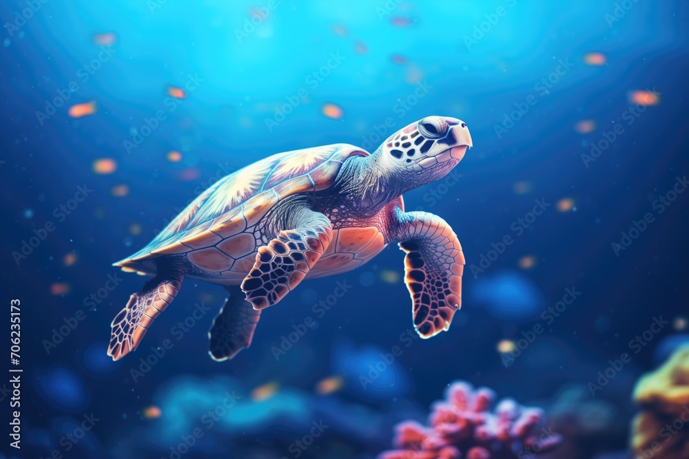 sea turtle floating under a starry night sky sea turtle floating under a starry night sky