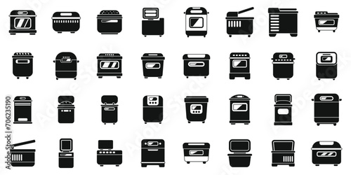 Bread maker icons set simple vector. Kitchen electric. Oven home bakery