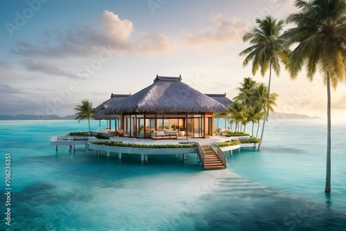 A scene of a luxurious island resort © AungThurein
