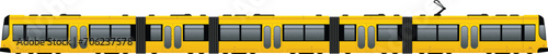 Long tram car icon cartoon vector. City urban street transport. Side passenger