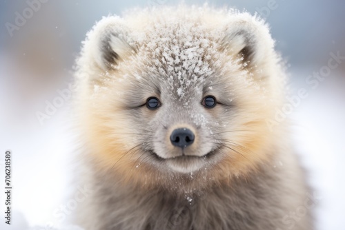 close-up of arctic fox face with frost