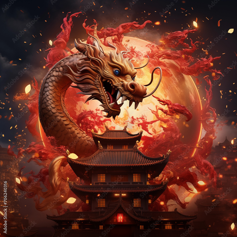 Chinese New Year Celebration Dragon Illustration