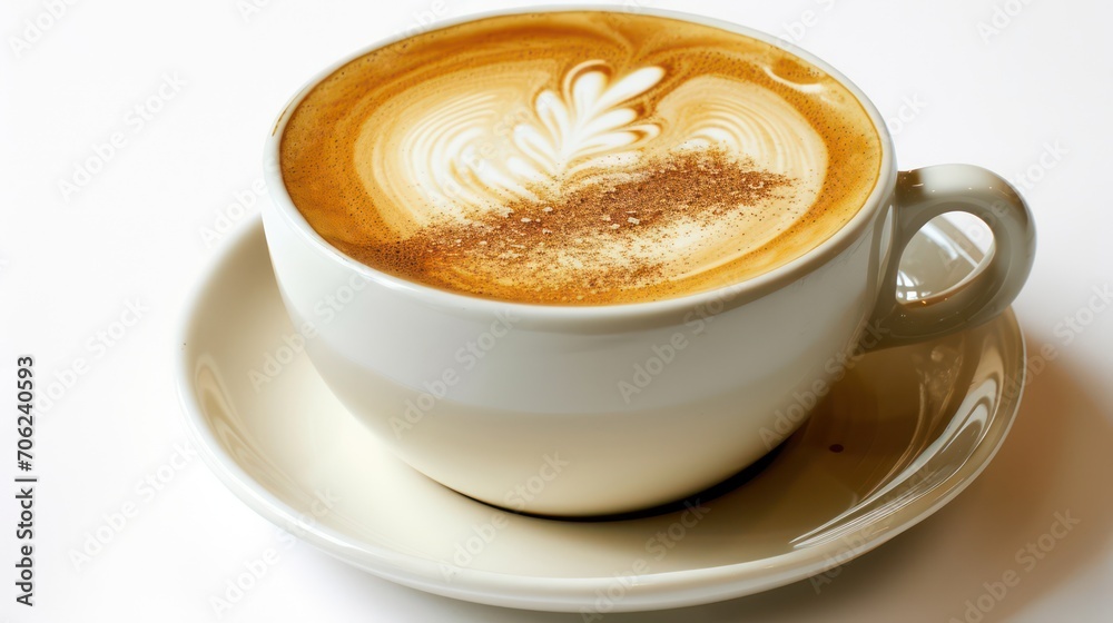 Cappuccino coffee cup captured on a white background Cappuccino coffee cup captured on a white background