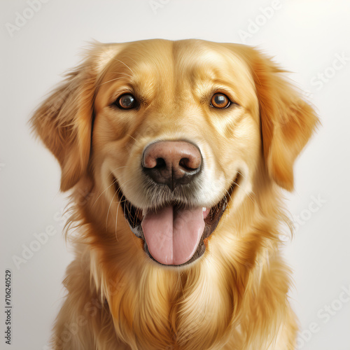 Close-up Golden dog smile on white background