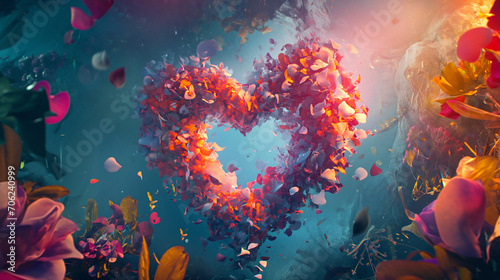 A big heart with multiply colors background  photo