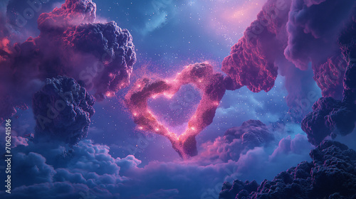 heart in the clouds with pink shade