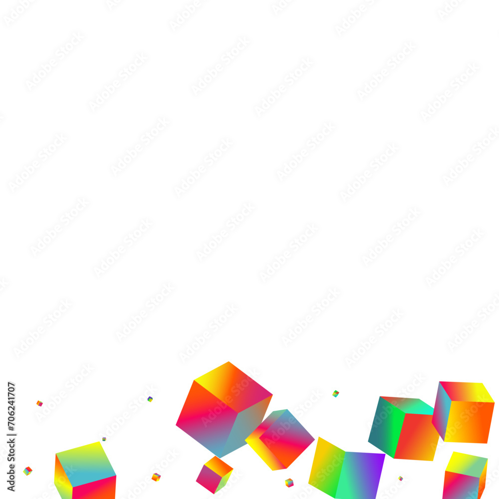 Rainbow Cube Vector White Background. Holographic Rainbow Cube Vector White Background. Holographic