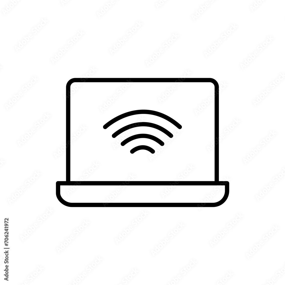 Wireless laptop outline icons, minimalist vector illustration ,simple transparent graphic element .Isolated on white background Wireless laptop outline icons, minimalist vector illustration ,simple transparent graphic element .Isolated on white background