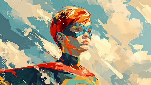 Stylized Illustration of a Female Superhero