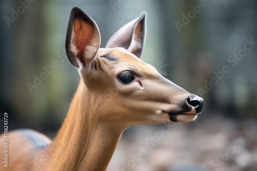 duiker with twitching ears detecting sounds photo