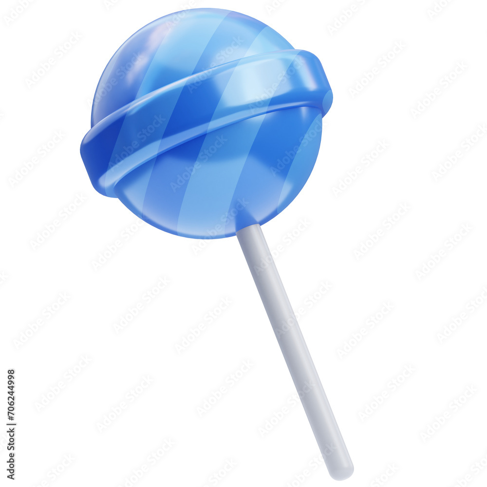 PNG 3D Blue Lollipop icon isolated on a white background
