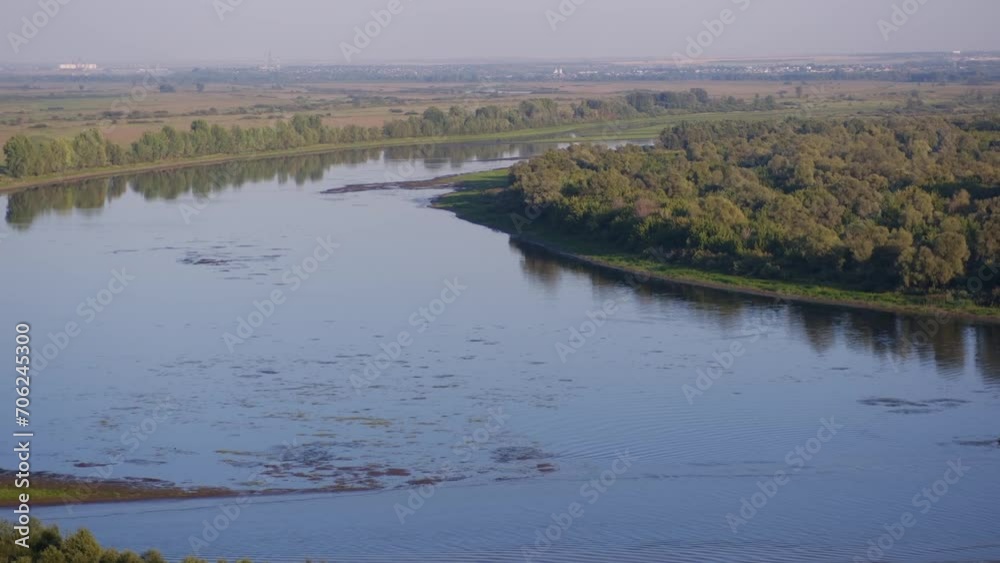 Beautiful View of Scenic River of Volga , surrounded by Forest. Landscape of Russia nature. Beautiful View of Scenic River of Volga , surrounded by Forest. Landscape of Russia nature.