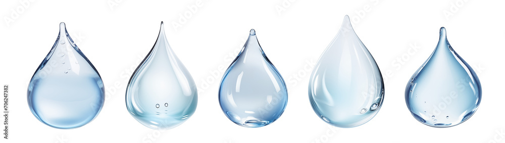banner light blue drop of water on a transparent background