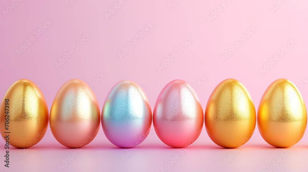 Happy Easter. Eggs on pink background.	
