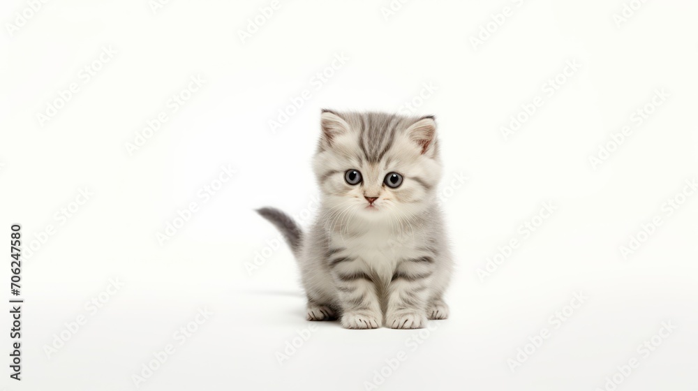 Obraz premium white kitten on a white background