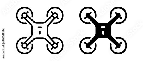 Drone icon vector symbol. Outline quadcopter symbol