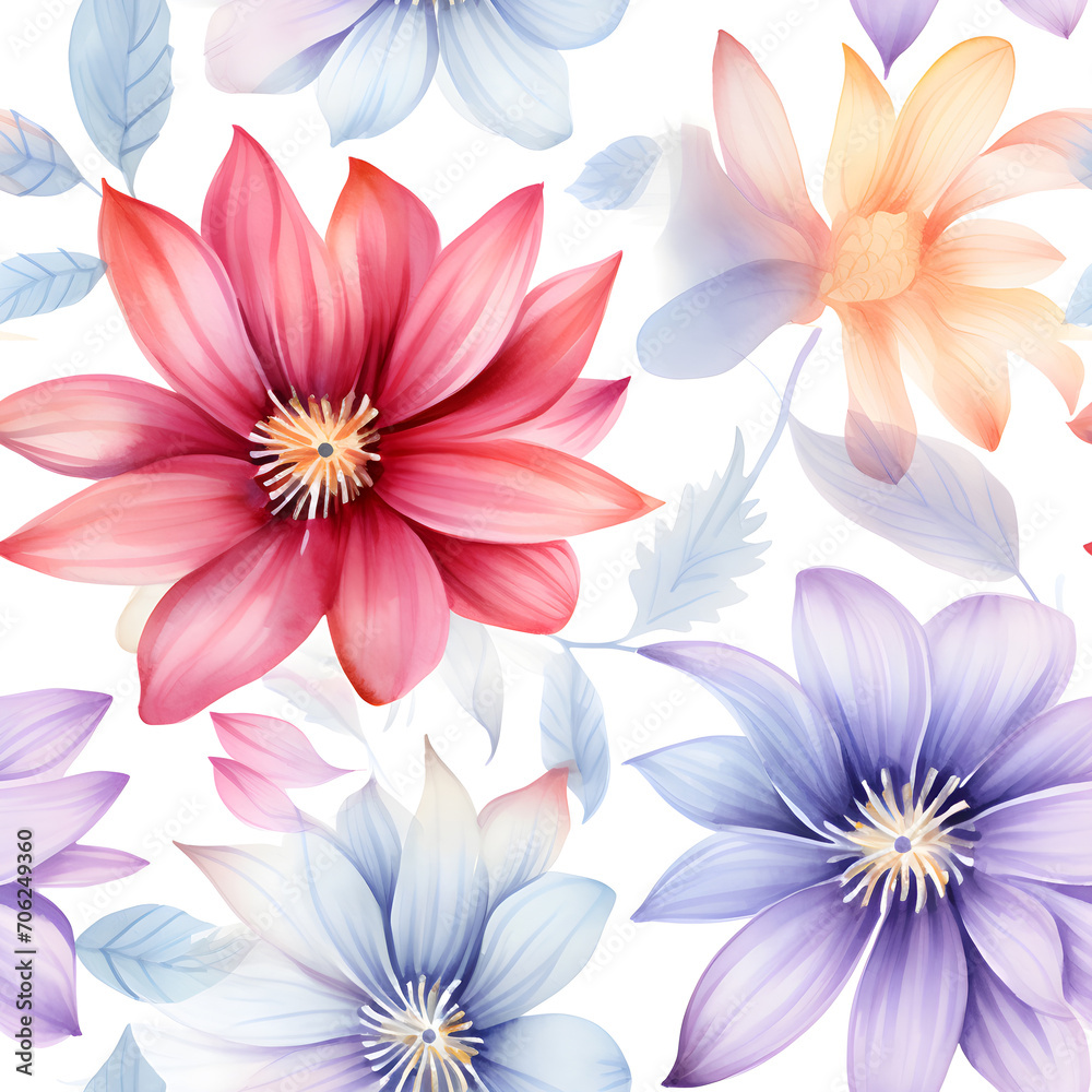 Watercolor Flower Seamless Pattern Watercolor Flower Seamless Pattern