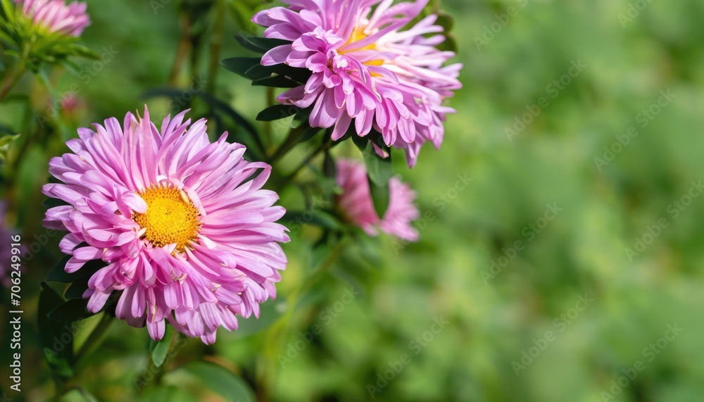 Aster flowering in the garden with copy space Aster flowering in the garden with copy space