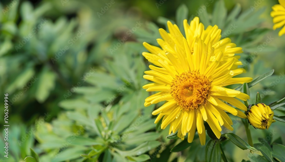 Aster flowering in the garden with copy space Aster flowering in the garden with copy space