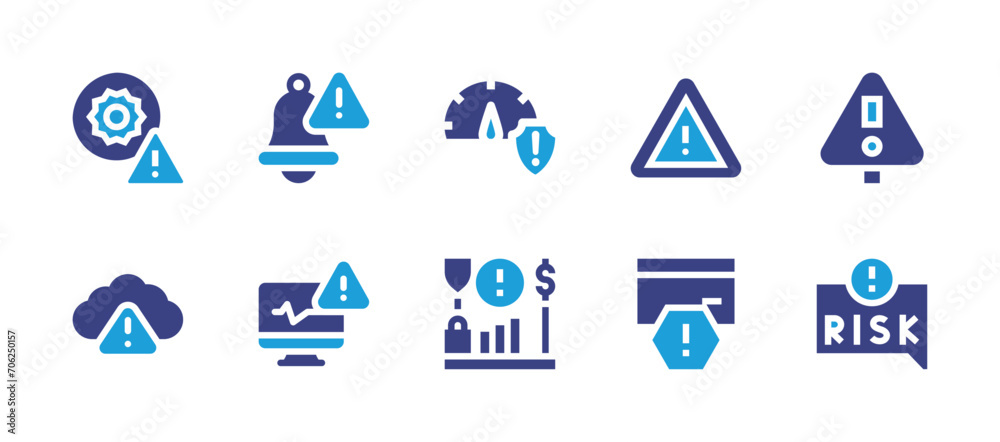 Risk icon set. Duotone color. Vector illustration. Containing high ...