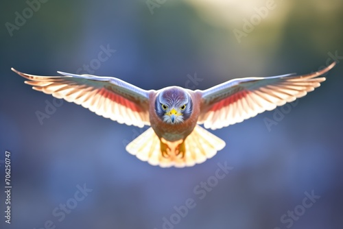 backlit kestrel in hover mode with light creating a halo effect photo