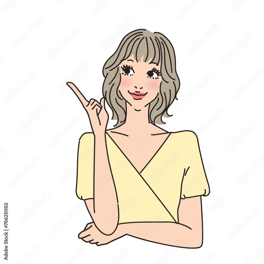 ミディアムレイヤーの可愛い女性上半身