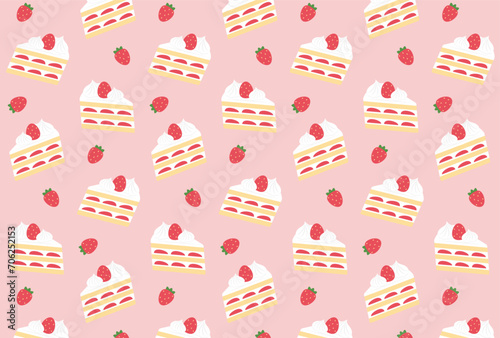 seamless pattern with strawberry shortcakes for banners, cards, flyers, social media wallpapers, etc.
