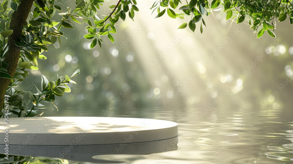3d podium copy space product display cosmetic background tree and leaves. 3d podium copy space product display cosmetic background tree and leaves.