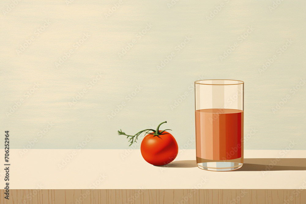 A sleek and modern illustration of a minimalist tomato and red pepper juice in a clear glass, capturing the simplicity of ingredients. A sleek and modern illustration of a minimalist tomato and red pepper juice in a clear glass, capturing the simplicity of ingredients.