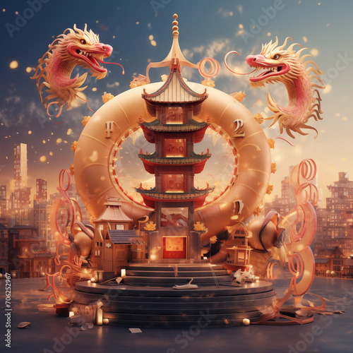 Chinese New Year Celebration Dragon Illustration