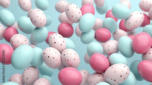 Wallpaper Mural Vibrant pastel and gold speckled easter eggs background - 3d render for happy easter celebrations, big hunt, or sale banner Torontodigital.ca