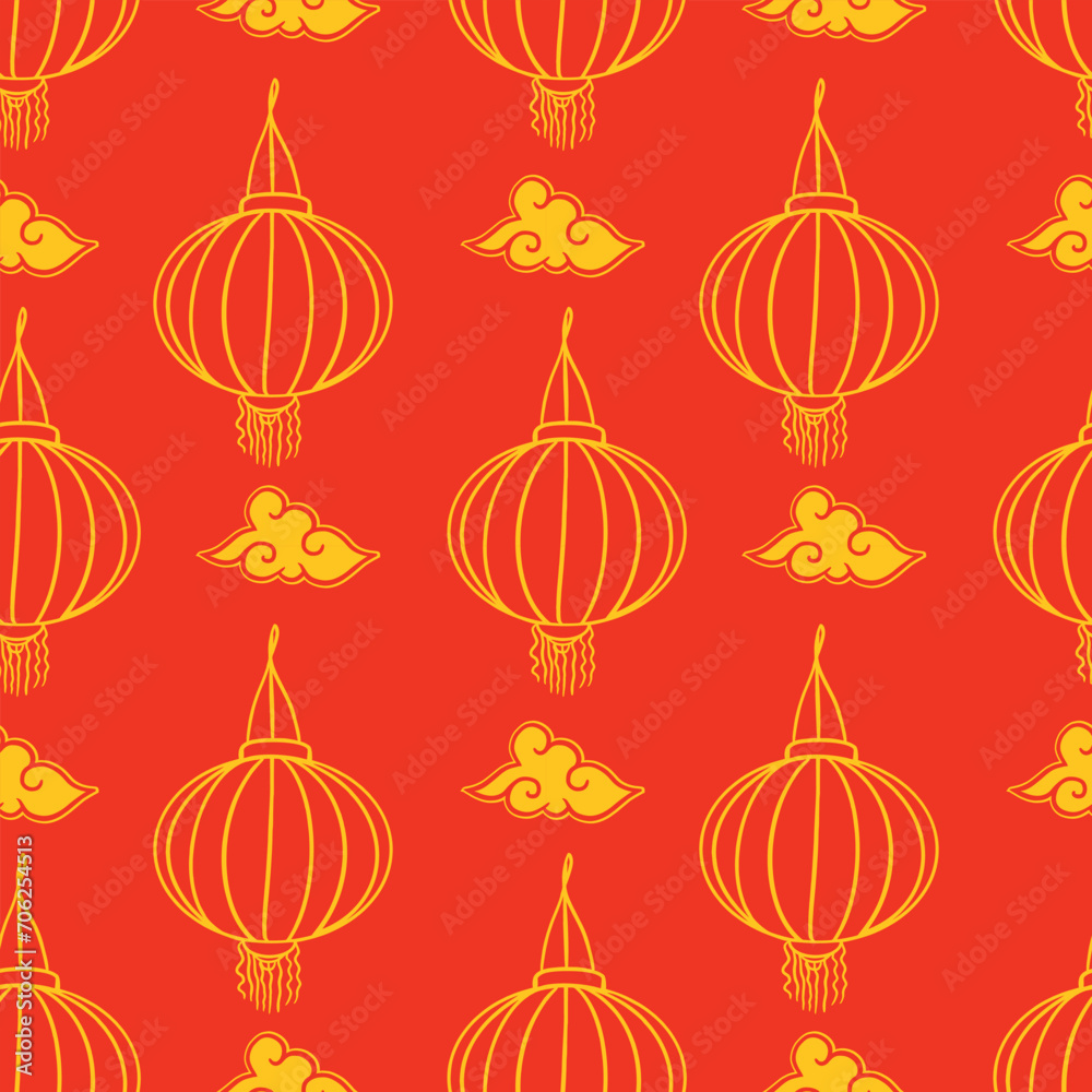 Chinese lanterns, seamless oriental pattern, vector. Chinese New Year, background. Cards, covers, large banners, wrapping paper, textiles, wallpaper. Chinese lanterns, seamless oriental pattern, vector. Chinese New Year, background. Cards, covers, large banners, wrapping paper, textiles, wallpaper.