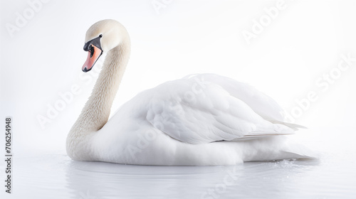 Fototapeta Naklejka Na Ścianę i Meble -  white swan on the water in white background