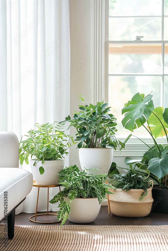 Stylish composition of home garden interior