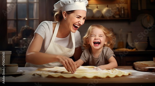 Maman faisant des crêpes avec sa fille pour la Chandeleur