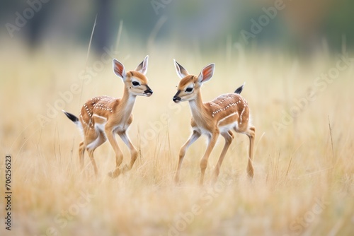 young springboks playfully chasing each other