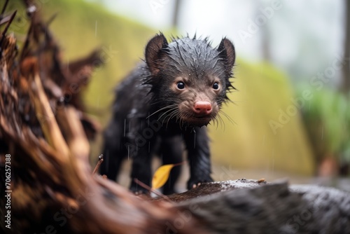 young tasmanian devil emerging from den © primopiano