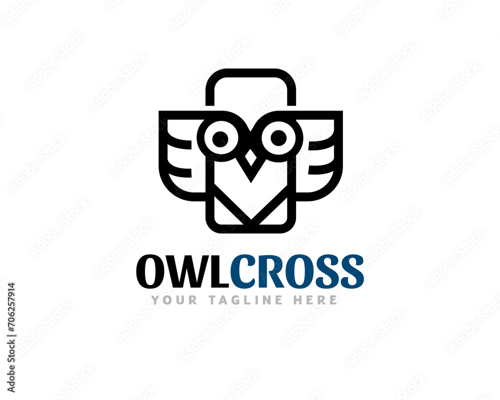 smart fly owl cross health logo icon symbol design template illustration inspiration smart fly owl cross health logo icon symbol design template illustration inspiration