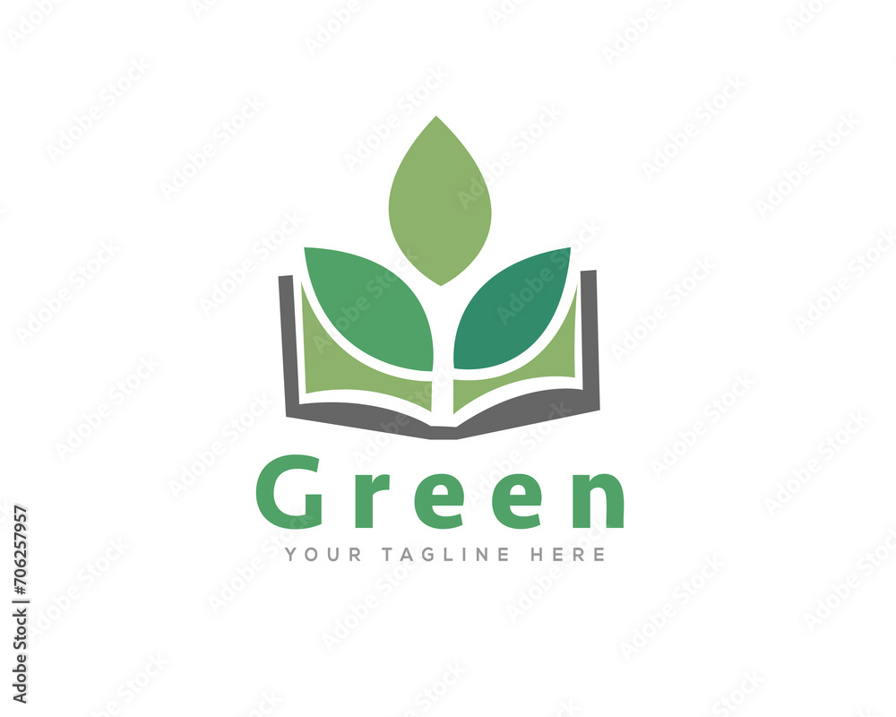 green eco leaf book logo icon symbol design template illustration inspiration green eco leaf book logo icon symbol design template illustration inspiration