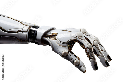 Robot hand exoskeleton isolated on white background. photo