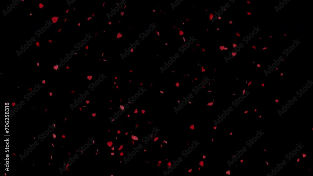 Hearts falling down on black Hearts falling down on black