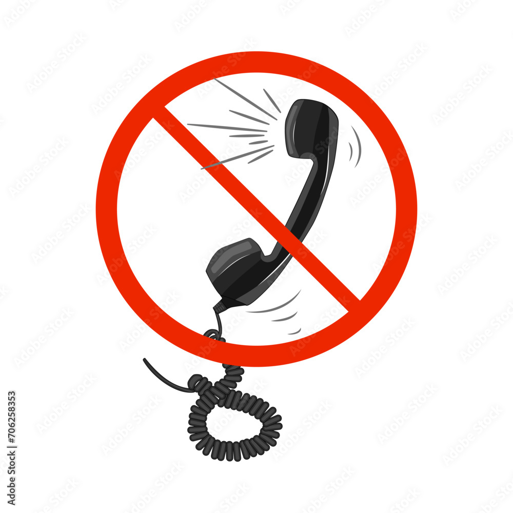 Sign banned speaking on white background. Forbidden call icon. Vintage