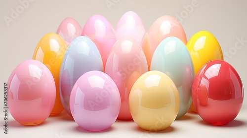 Vibrant pastel easter eggs in pink  yellow  and red - festive and glossy holiday decor for your creative projects