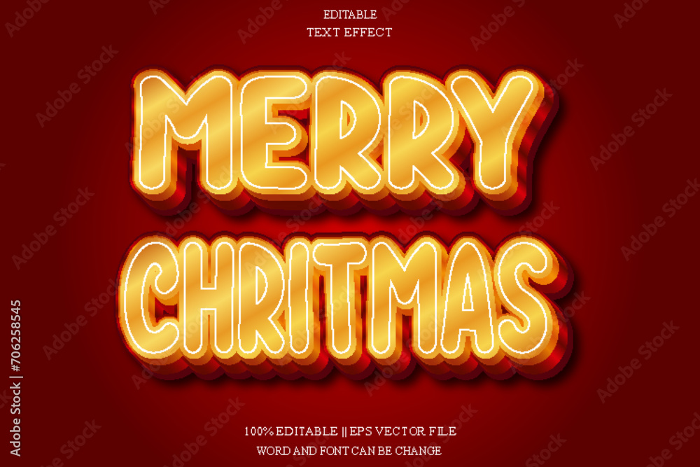 Merry christmas Editable Text Effect Emboss Gradient Style