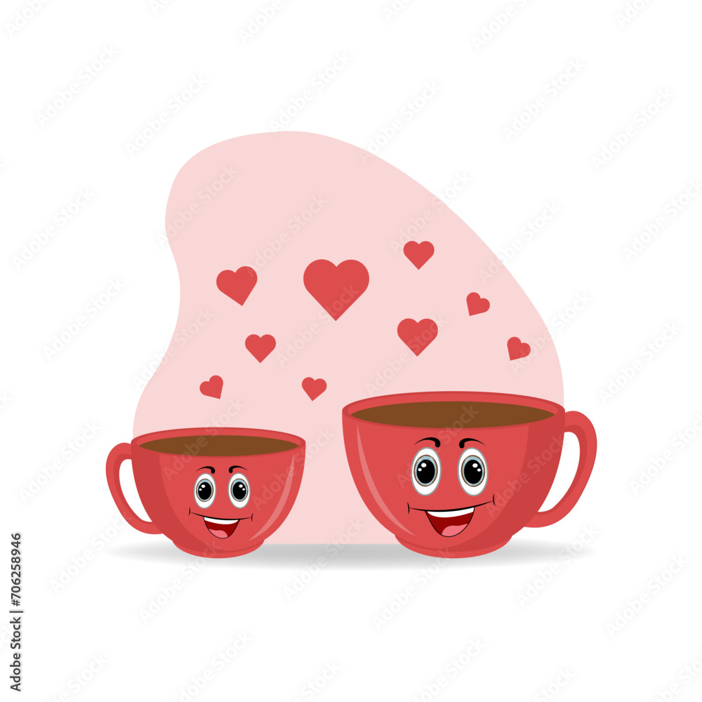 coffee mugs, valentine's day. vector