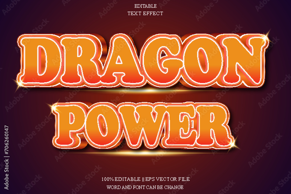 Dragon power Editable Text Effect Emboss Gradient Style