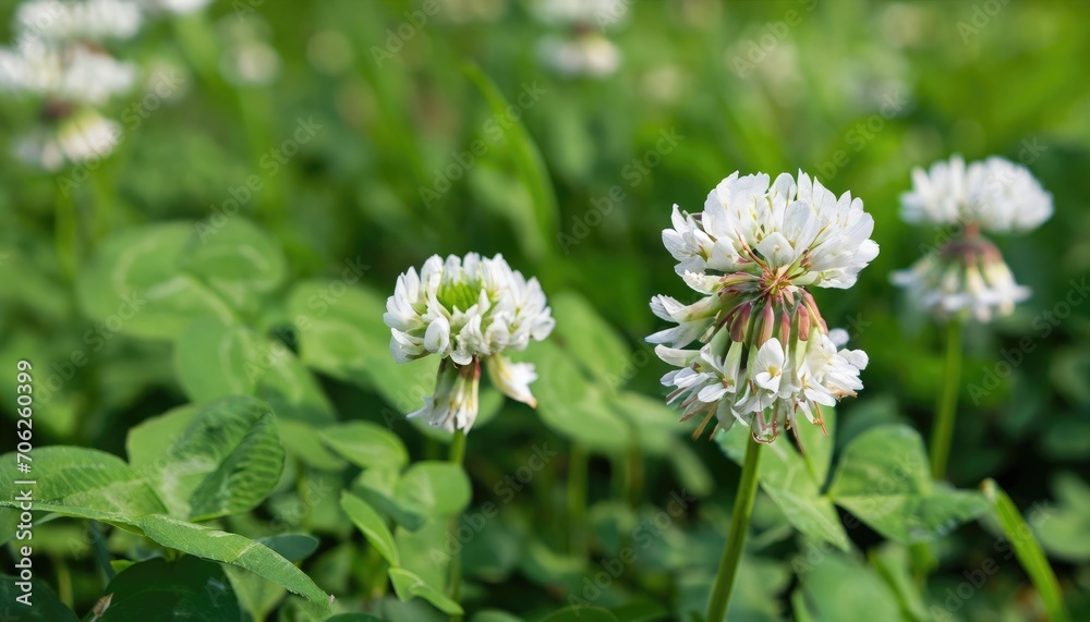 Clover flowering in the garden, with copy space Clover flowering in the garden, with copy space